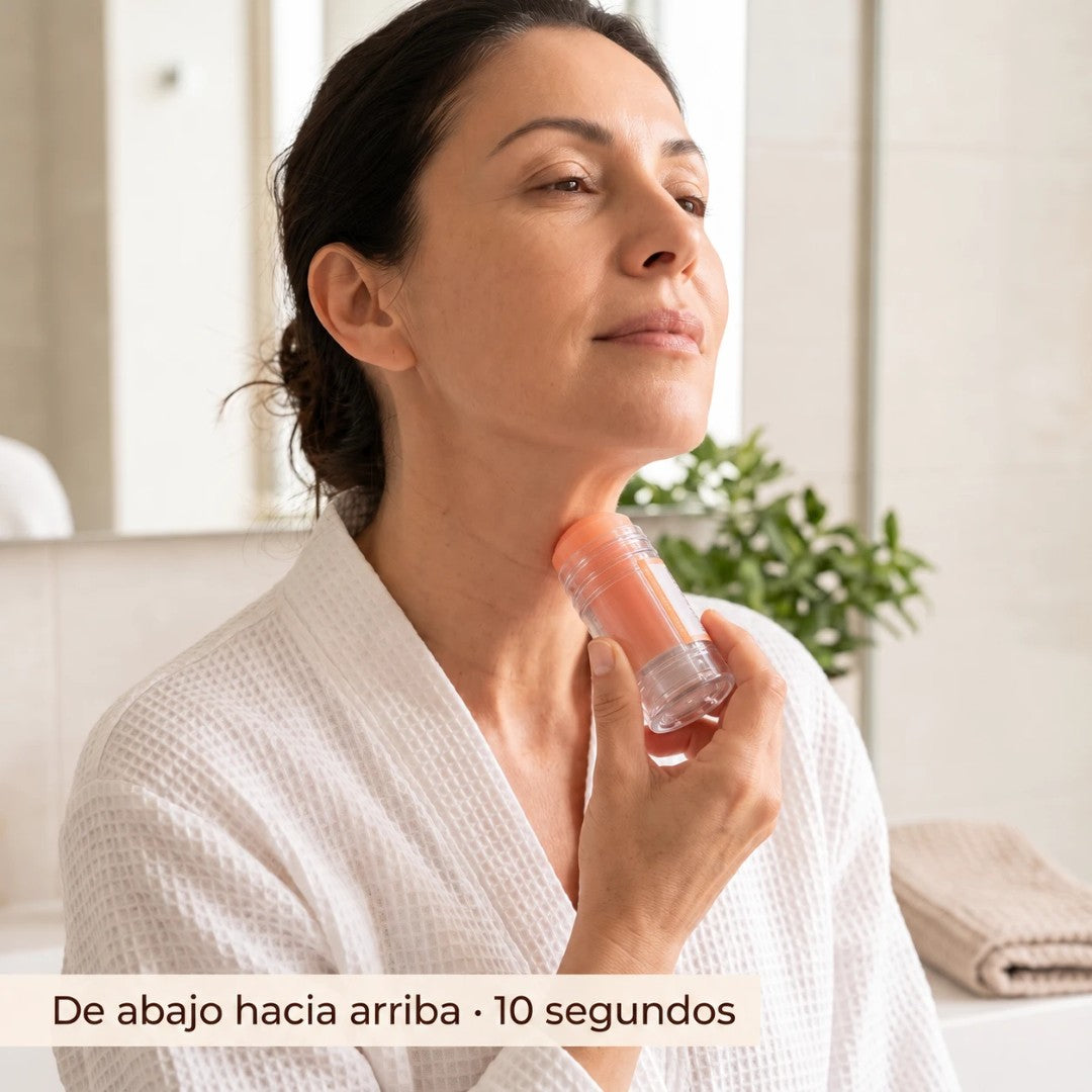 Modo de uso: aplica el Roll-On en el cuello de abajo hacia arriba, 10 segundos